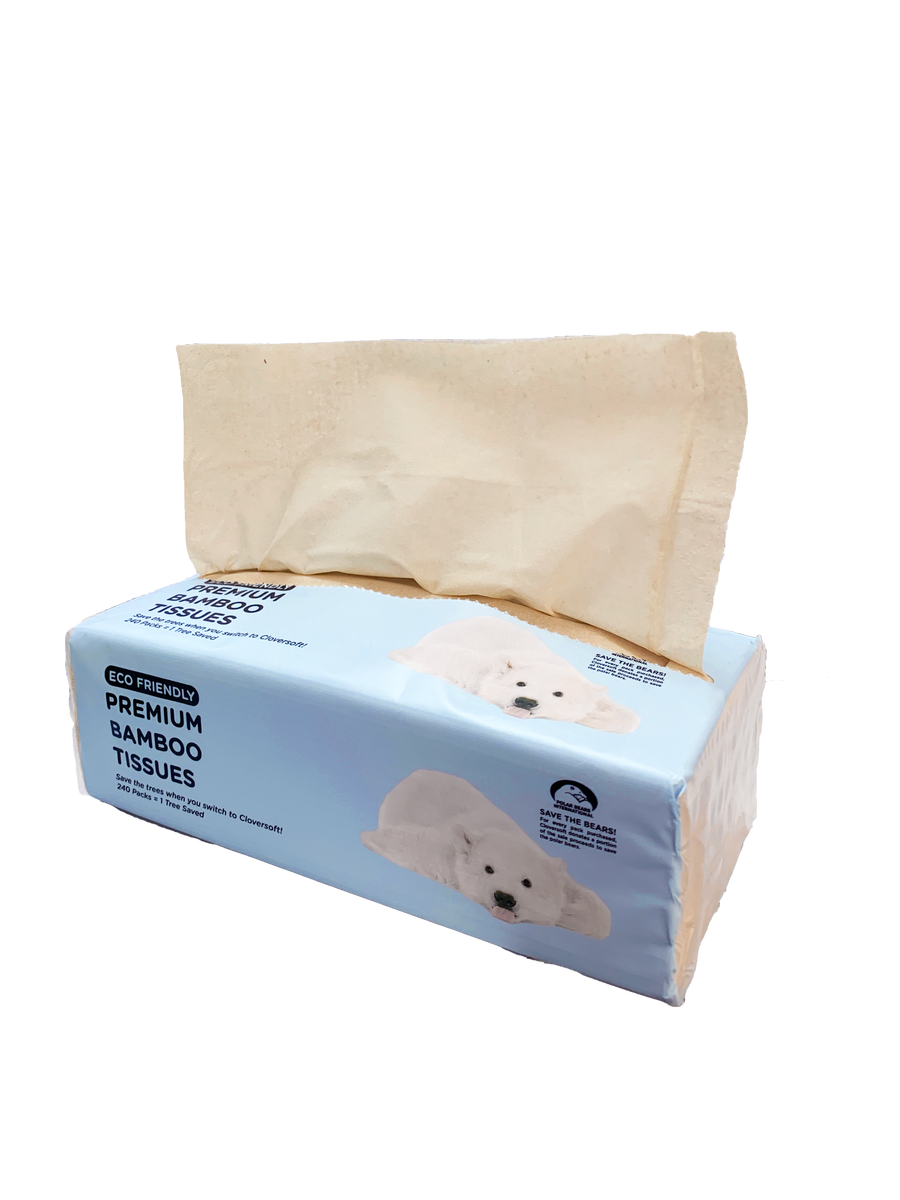 Cloversoft- Plant-Based Unbleached Bamboo Facial Tissue 2 ply 150 sheets