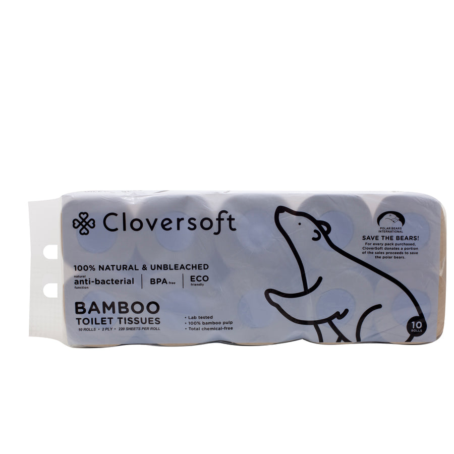 Cloversoft - Plant-Based Unbleached Bamboo Toilet Tissues 2 Ply (10 x 220 Sheet)