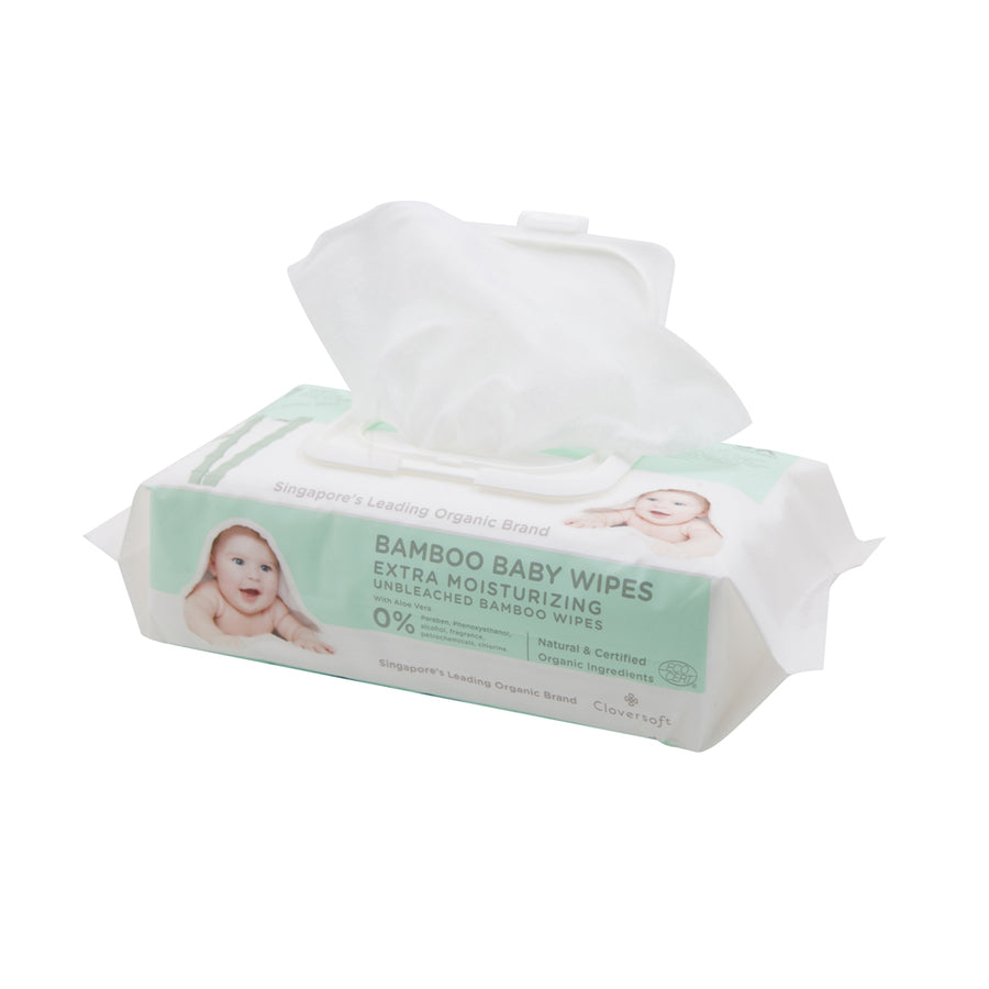 Cloversoft Unbleached Bamboo Organic Baby Wipes Extra Moisturising