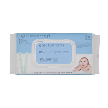 Cloversoft Unbleached Bamboo Organic Pure Water Baby Wipes