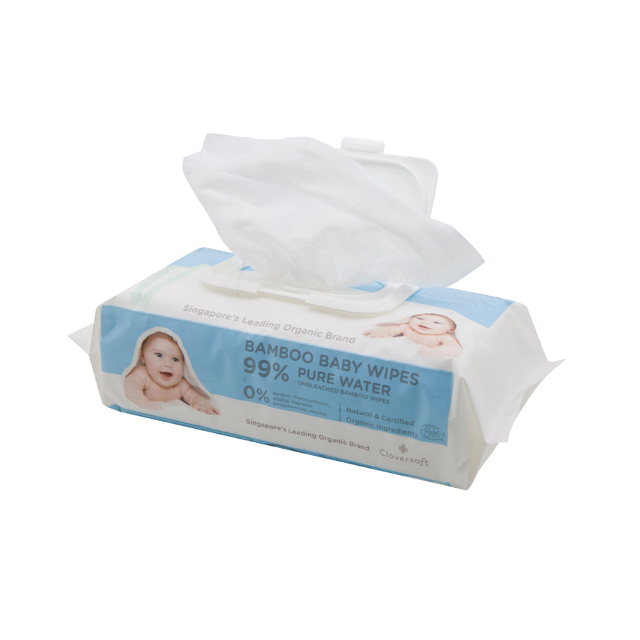Cloversoft Unbleached Bamboo Organic Pure Water Baby Wipes